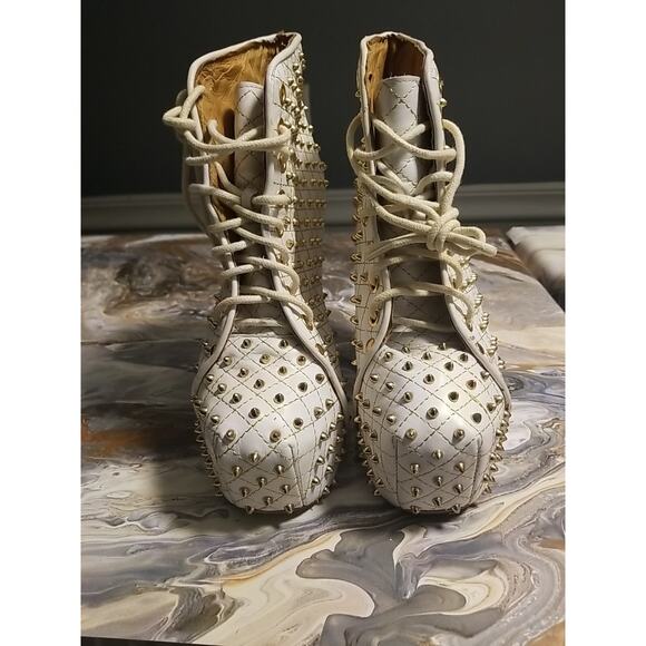 Jeffrey Campbell Lita Q Gold Studded Bootie Shoe Women's Size 7M - Picture 2 of 9
